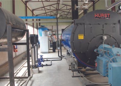 Steam Boiler: We are using fully automatic natural gas fired boiler which is environment friendly for efficient operation. The boilers are originated from USA & South Korea with capability of 6 tons & 3 tons.